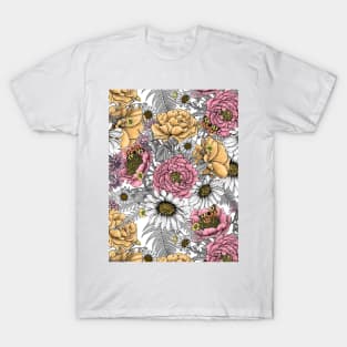 Bouquet of flowers- roses, peonies, daisies and ferns T-Shirt